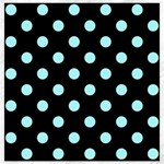Polka Dots - Celeste Cyan on Black Canvas 12  x 12 