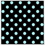 Polka Dots - Celeste Cyan on Black Canvas 20  x 20 