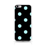 Polka Dots - Celeste Cyan on Black Apple iPhone 6/6S Silicone Case (Transparent)