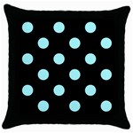 Polka Dots - Celeste Cyan on Black Throw Pillow Case (Black)