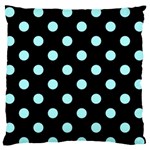Polka Dots - Celeste Cyan on Black Standard Flano Cushion Case (One Side)