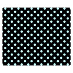 Polka Dots - Celeste Cyan on Black Double Sided Flano Blanket (Small)