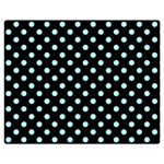Polka Dots - Celeste Cyan on Black Double Sided Flano Blanket (Medium)