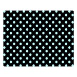 Polka Dots - Celeste Cyan on Black Double Sided Flano Blanket (Large)