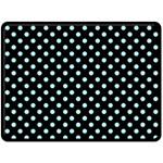 Polka Dots - Celeste Cyan on Black Fleece Blanket (Large) (One Side)