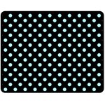 Polka Dots - Celeste Cyan on Black Fleece Blanket (Medium) (One Side)