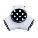 Polka Dots - Celeste Cyan on Black Portable USB Hub (One Side)