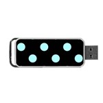 Polka Dots - Celeste Cyan on Black Portable USB Flash (Two Sides)