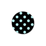 Polka Dots - Celeste Cyan on Black Golf Ball Marker