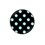 Polka Dots - Celeste Cyan on Black Hat Clip Ball Marker (4 pack)