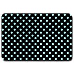 Polka Dots - Celeste Cyan on Black Large Doormat