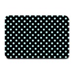 Polka Dots - Celeste Cyan on Black Plate Mat