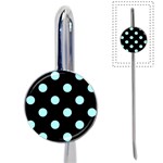 Polka Dots - Celeste Cyan on Black Book Mark