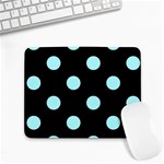 Polka Dots - Celeste Cyan on Black Small Mousepad
