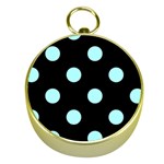 Polka Dots - Celeste Cyan on Black Gold Compass