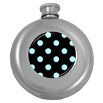 Polka Dots - Celeste Cyan on Black Hip Flask (5 oz)