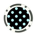 Polka Dots - Celeste Cyan on Black Poker Chip Card Guard