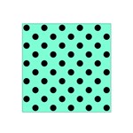 Polka Dots - Black on Aquamarine Satin Bandana Scarf