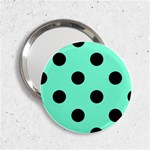 Polka Dots - Black on Aquamarine 2.25  Handbag Mirror
