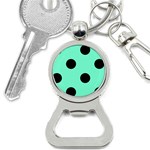 Polka Dots - Black on Aquamarine Bottle Opener Key Chain