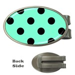 Polka Dots - Black on Aquamarine Money Clip (Oval)