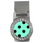 Polka Dots - Black on Aquamarine Money Clip (CZ)