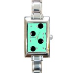 Polka Dots - Black on Aquamarine Rectangle Italian Charm Watch