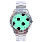 Polka Dots - Black on Aquamarine Stainless Steel Analogue Watch