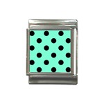 Polka Dots - Black on Aquamarine Italian Charm (13mm)