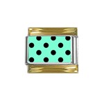 Polka Dots - Black on Aquamarine Gold Trim Italian Charm (9mm)