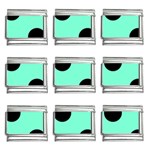Polka Dots - Black on Aquamarine 9mm Italian Charm (9 pack)