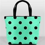 Polka Dots - Black on Aquamarine Bucket Bag