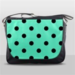 Polka Dots - Black on Aquamarine Messenger Bag