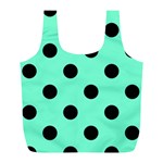 Polka Dots - Black on Aquamarine Full Print Recycle Bag (L)