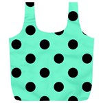 Polka Dots - Black on Aquamarine Full Print Recycle Bag (XL)