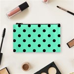 Polka Dots - Black on Aquamarine Cosmetic Bag (S)