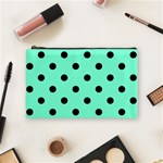 Polka Dots - Black on Aquamarine Cosmetic Bag (M)
