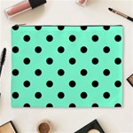 Polka Dots - Black on Aquamarine Cosmetic Bag (XL)