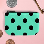 Polka Dots - Black on Aquamarine Mini Coin Purse