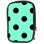 Polka Dots - Black on Aquamarine Compact Camera Leather Case