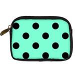 Polka Dots - Black on Aquamarine Digital Camera Leather Case