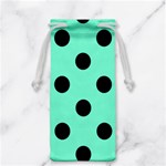 Polka Dots - Black on Aquamarine Jewelry Bag