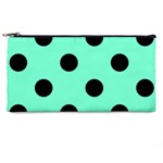 Polka Dots - Black on Aquamarine Pencil Case