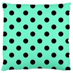 Polka Dots - Black on Aquamarine Standard Flano Cushion Case (One Side)