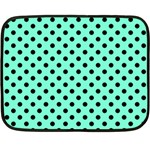 Polka Dots - Black on Aquamarine Fleece Blanket (Mini)