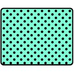 Polka Dots - Black on Aquamarine Fleece Blanket (Medium) (One Side)