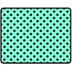 Polka Dots - Black on Aquamarine Double Sided Fleece Blanket (Medium) (Two Sides)
