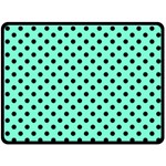 Polka Dots - Black on Aquamarine Double Sided Fleece Blanket (Large) (Two Sides)
