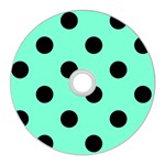 Polka Dots - Black on Aquamarine CD Wall Clock