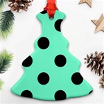 Polka Dots - Black on Aquamarine Christmas Tree Ornament (Two Sides)